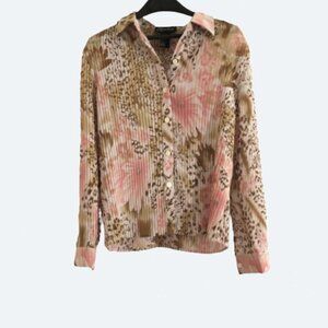 COPY - Karen Arnold accordion pleated floral blouse size M